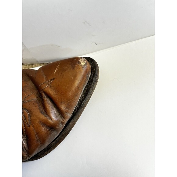 Nocona Cowboy Boots Size 7 EE Tan Eel Leather Rodeo Texas Embroidered Pull Tab main image 6